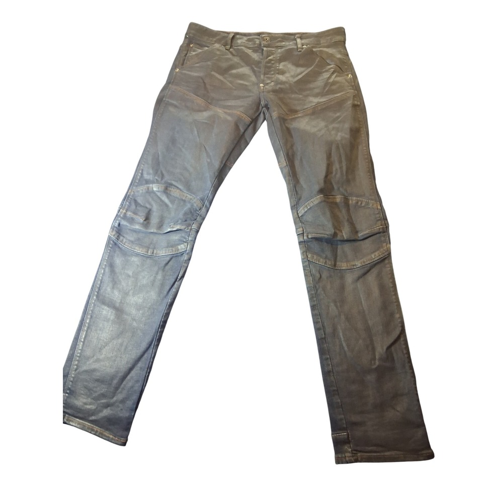 G-Star Raw 5620 3D Slim Coated Jeans Mens 33x32 Dark Blue Elwood Moto 51025-8968